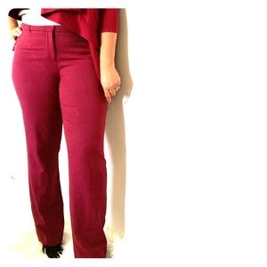Burgundy bootcut slacks. Flat panel pant.